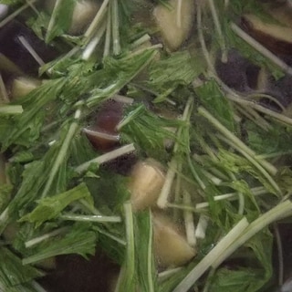 水菜と茄子の中華スープ